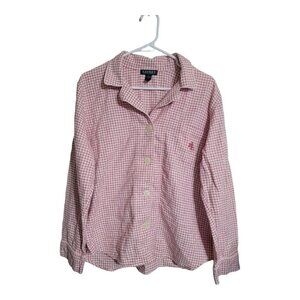 Lauren Ralph Lauren Shirt Women's XL Red Button Up Preppy Career School Casual